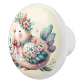 Bloemen Folk Vogel met Pastel Boho Charm Keramische Knop (Rechts)