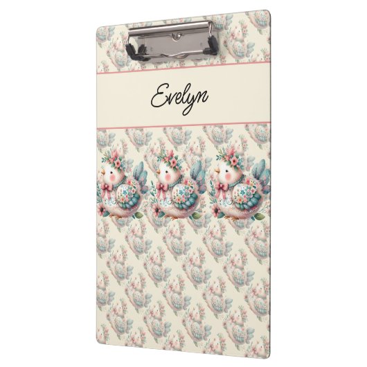 Bloemen Folk Vogel met Pastel Boho Charm Klembord (Links)