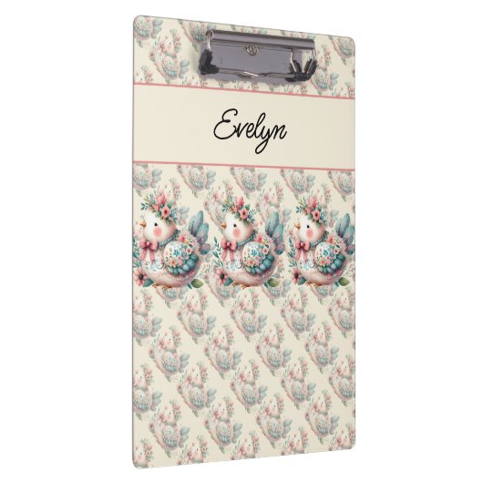 Bloemen Folk Vogel met Pastel Boho Charm Klembord (Rechts)