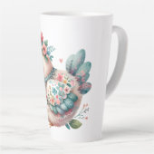 Bloemen Folk Vogel met Pastel Boho Charm Latte Mok (Rechterhoek)