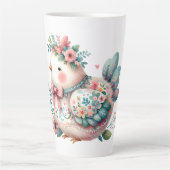 Bloemen Folk Vogel met Pastel Boho Charm Latte Mok (Voorkant)