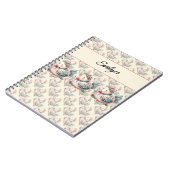 Bloemen Folk Vogel met Pastel Boho Charm Notitieboek (Linkerzijde)