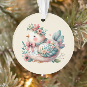Bloemen Folk Vogel met Pastel Boho Charm Ornament