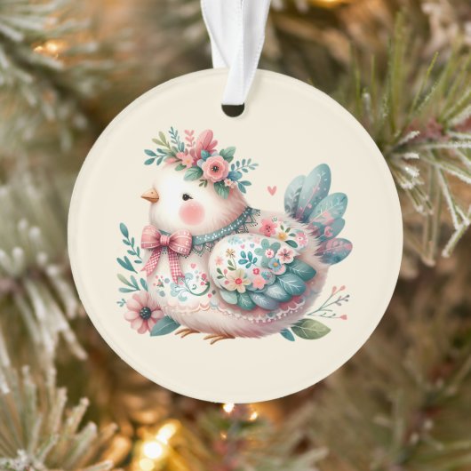Bloemen Folk Vogel met Pastel Boho Charm Ornament (Boom)