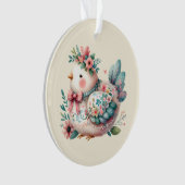Bloemen Folk Vogel met Pastel Boho Charm Ornament (voorkant)