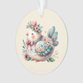 Bloemen Folk Vogel met Pastel Boho Charm Ornament (voorkant)