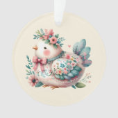 Bloemen Folk Vogel met Pastel Boho Charm Ornament (voorkant)