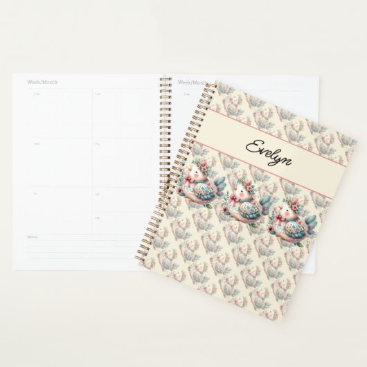 Bloemen Folk Vogel met Pastel Boho Charm Planner (Display)
