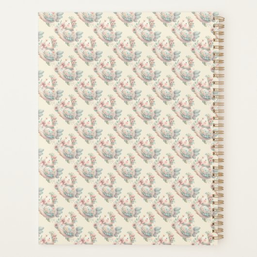 Bloemen Folk Vogel met Pastel Boho Charm Planner (Achterkant)