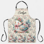 Bloemen Folk Vogel met Pastel Boho Charm Schort (Voorkant)