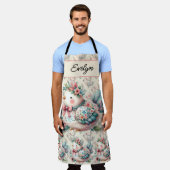 Bloemen Folk Vogel met Pastel Boho Charm Schort (Gedragen)