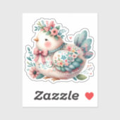 Bloemen Folk Vogel met Pastel Boho Charm Sticker (Vel)