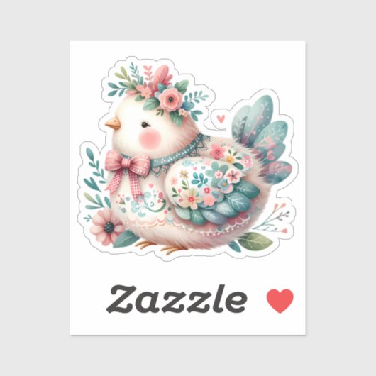 Bloemen Folk Vogel met Pastel Boho Charm Sticker (Vel)