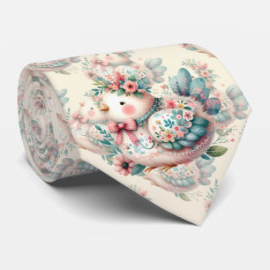 Bloemen Folk Vogel met Pastel Boho Charm Stropdas