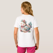 Bloemen Folk Vogel met Pastel Boho Charm T-shirt (Achterkant volledig)