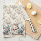 Bloemen Folk Vogel met Pastel Boho Charm Theedoek (Quarter Fold)