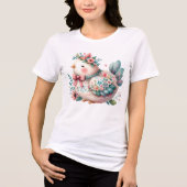 Bloemen Folk Vogel met Pastel Boho Charm Tri-Blend Shirt (Voorkant)