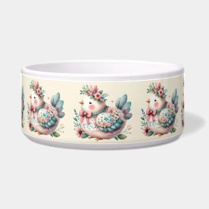 Bloemen Folk Vogel met Pastel Boho Charm Voerbakje