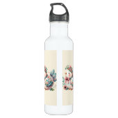 Bloemen Folk Vogel met Pastel Boho Charm Waterfles (Achterkant)