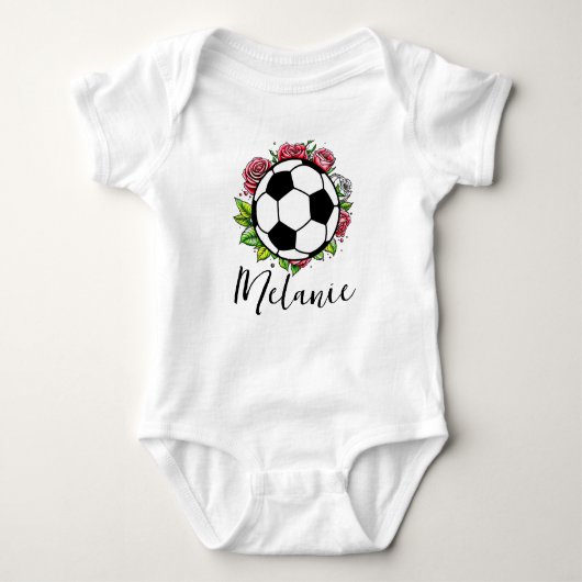 Bloemen Football Voetbal Baby Meisje Bodysuits (Voorkant)