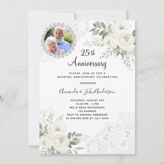 Bloemen foto 25-jarig jubileum kaart (Voorkant)