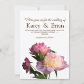 Bloemen Foto Bruiloft Kaart Pioenbloemen (Voorkant)