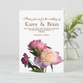 Bloemen Foto Bruiloft Kaart Pioenbloemen (Staand voorkant)