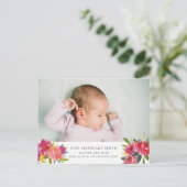 Bloemen Foto Geboorteaankondiging Postkaart (Staand voorkant)