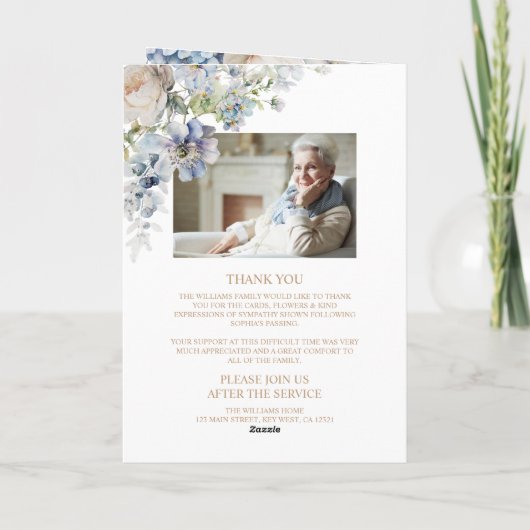 Bloemen Foto Memorial Begrafenisprogramma's Kaart (Achterkant)