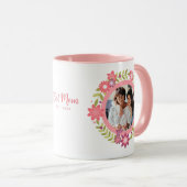 Bloemen Foto Moederdag Gift Roze Bloemen Krans Mok (Voorkant rechts)