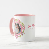 Bloemen Foto Moederdag Gift Roze Bloemen Krans Mok (Voorkant links)