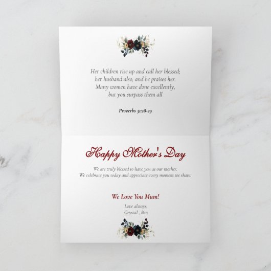  Bloemen Foto Moederdag Kaart (Binnen)