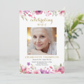 Bloemen Foto Rouwplechtigheid Order Of Service Programmakaart (Staand voorkant)