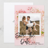 Bloemen Foto Save The Dates - Roze & Elegant! Date (Voorkant / Achterkant)