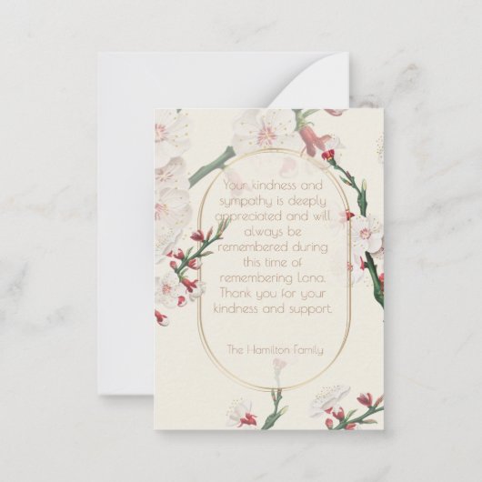  Bloemen Foto Sympathie Dank u kaart Notitiekaartje (Achterkant)