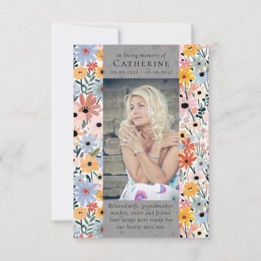 Bloemen Foto Sympathy Begrafenismonument Bedankkaart (Achterkant)