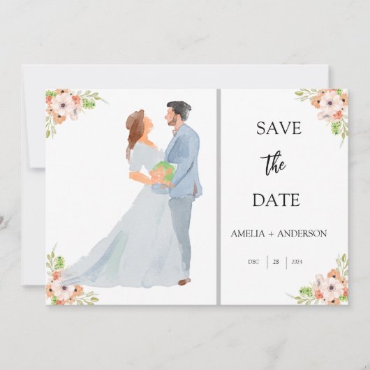 Bloemen foto veranderlijk save the date (Voorkant)