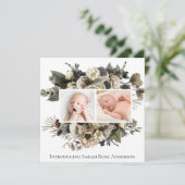 Bloemen Fotocollage Geboorteaankondiging Kaart (Staand voorkant)