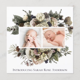 Bloemen Fotocollage Geboorteaankondiging Kaart