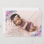 Bloemen Fotocollage Geboorteaankondiging Kaart (Voorkant)