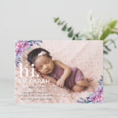 Bloemen Fotocollage Geboorteaankondiging Kaart (Staand voorkant)