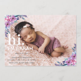 Bloemen Fotocollage Geboorteaankondiging Kaart