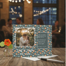 Bloemen Fotolijst Verlovingsfeest Uitnodiging