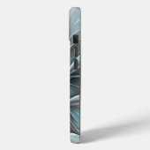 Bloemen Fractal Modern Abstract Bloemblauw Grijs Case-Mate iPhone Case (Achterkant / Links)