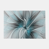 Bloemen Fractal Modern Abstract Bloemblauw Grijs Deurmat (Voorkant)