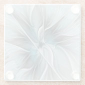 Bloemen Fractal Modern Abstract Bloemblauw Grijs Glazen Onderzetter (Achterkant)