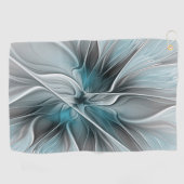 Bloemen Fractal Modern Abstract Bloemblauw Grijs Golfhanddoek (Horizontaal)