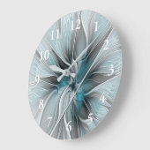 Bloemen Fractal Modern Abstract Bloemblauw Grijs Grote Klok (Hoek)