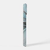 Bloemen Fractal Modern Abstract Bloemblauw Grijs iPhone 15 Case (Rechterkant)