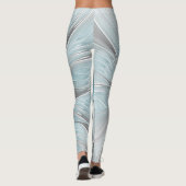 Bloemen Fractal Modern Abstract Bloemblauw Grijs Leggings (Achterkant)